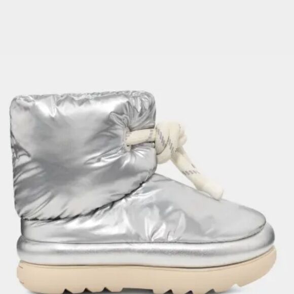 Ugg Classic Maxi Short Metallic Boot- Silver